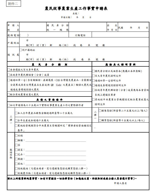 實際耕作者從事農業生產工作認定作業要點-租用他人農地申請農保議題參考